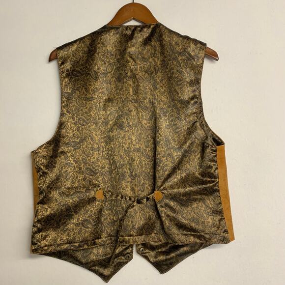 Vintage Tan Brown Real Genuine Leather Gilet Vest Waistcoat Men's Button Front - Picture 5 of 10